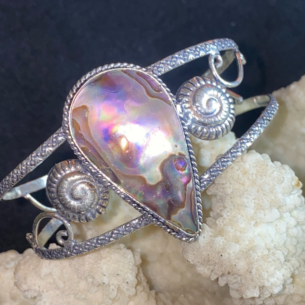Striking Abalone Shell teardrop vintage statement cuff